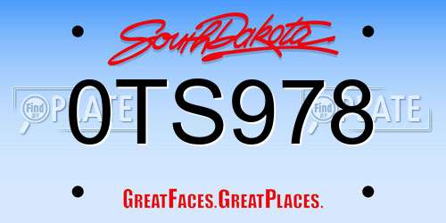 0TS978 South Dakota License Plate