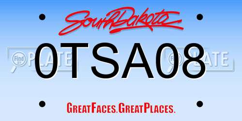 0TSA08 South Dakota License Plate