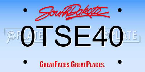 0TSE40 South Dakota License Plate