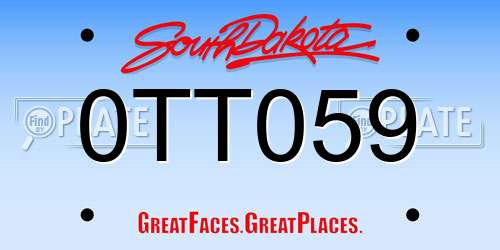 0TT059 South Dakota License Plate