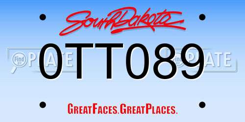 0TT089 South Dakota License Plate