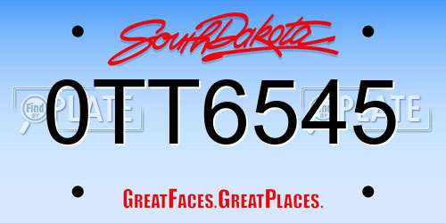 0TT6545 South Dakota License Plate