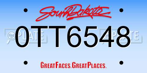 0TT6548 South Dakota License Plate