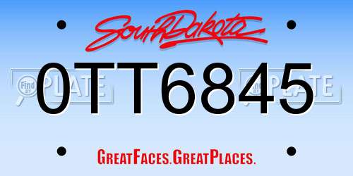 0TT6845 South Dakota License Plate