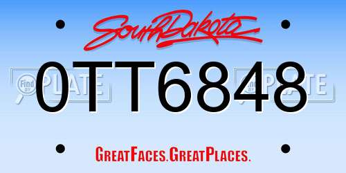 0TT6848 South Dakota License Plate