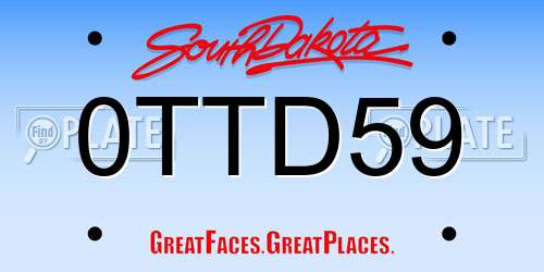 0TTD59 South Dakota License Plate