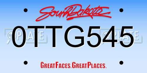 0TTG545 South Dakota License Plate