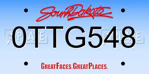 0TTG548 South Dakota License Plate