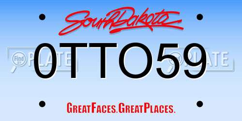0TTO59 South Dakota License Plate