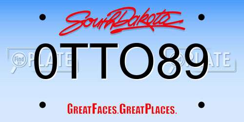 0TTO89 South Dakota License Plate