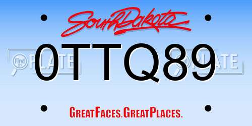 0TTQ89 South Dakota License Plate
