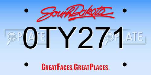 0TY271 South Dakota License Plate