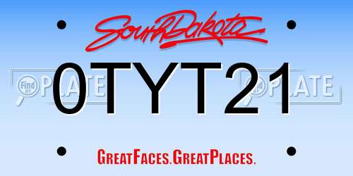 0TYT21 South Dakota License Plate