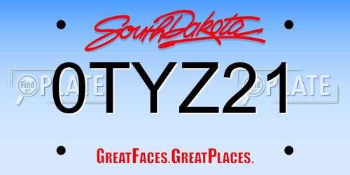 0TYZ21 South Dakota License Plate