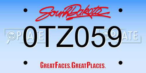 0TZ059 South Dakota License Plate
