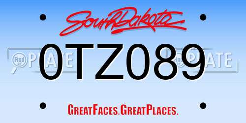 0TZ089 South Dakota License Plate