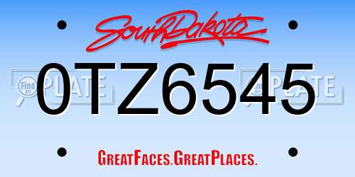 0TZ6545 South Dakota License Plate