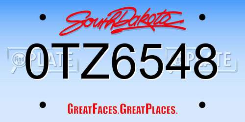 0TZ6548 South Dakota License Plate
