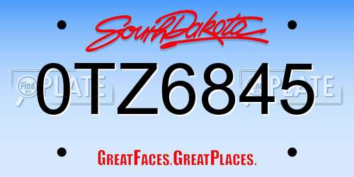 0TZ6845 South Dakota License Plate