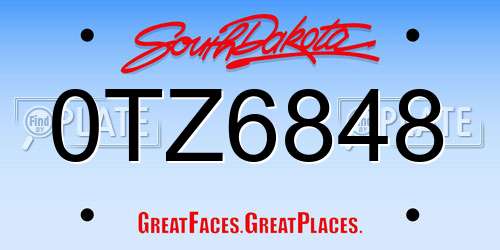 0TZ6848 South Dakota License Plate