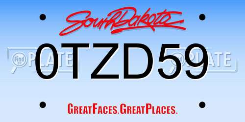 0TZD59 South Dakota License Plate