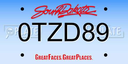 0TZD89 South Dakota License Plate