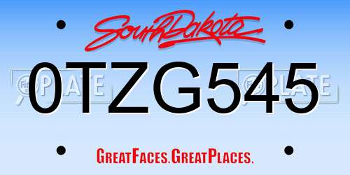 0TZG545 South Dakota License Plate