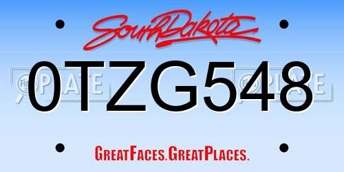 0TZG548 South Dakota License Plate