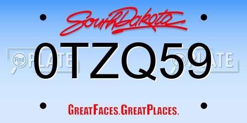 0TZQ59 South Dakota License Plate