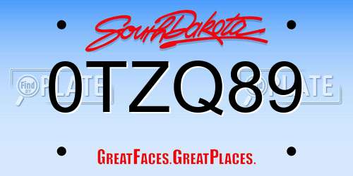 0TZQ89 South Dakota License Plate
