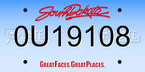 0U19108 South Dakota License Plate