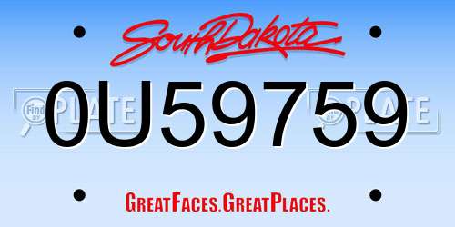 0U59759 South Dakota License Plate