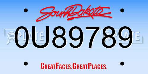 0U89789 South Dakota License Plate