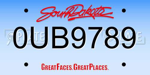0UB9789 South Dakota License Plate