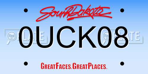 0UCK08 South Dakota License Plate