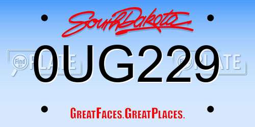 0UG229 South Dakota License Plate
