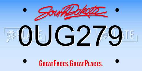 0UG279 South Dakota License Plate
