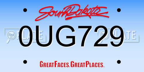 0UG729 South Dakota License Plate