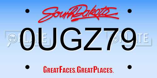 0UGZ79 South Dakota License Plate
