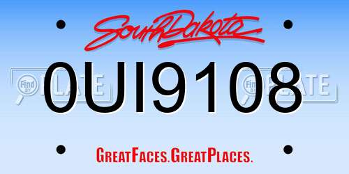 0UI9108 South Dakota License Plate