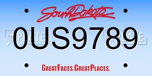 0US9789 South Dakota License Plate