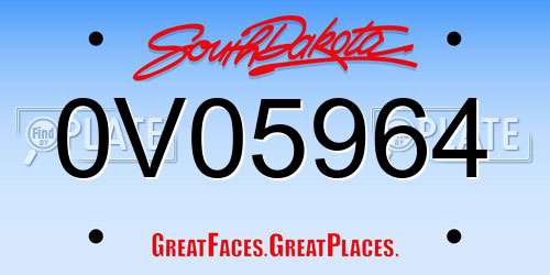 0V05964 South Dakota License Plate