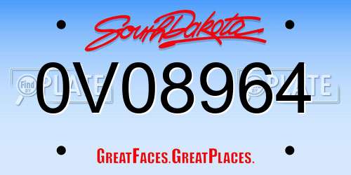 0V08964 South Dakota License Plate