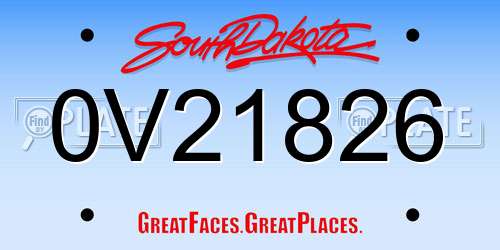 0V21826 South Dakota License Plate