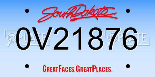 0V21876 South Dakota License Plate