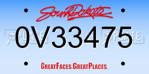 0V33475 South Dakota License Plate