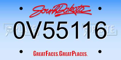 0V55116 South Dakota License Plate