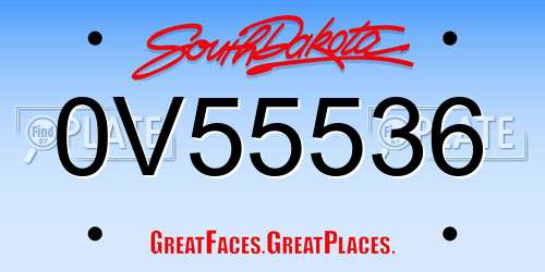 0V55536 South Dakota License Plate