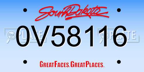 0V58116 South Dakota License Plate