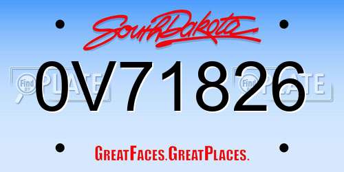 0V71826 South Dakota License Plate